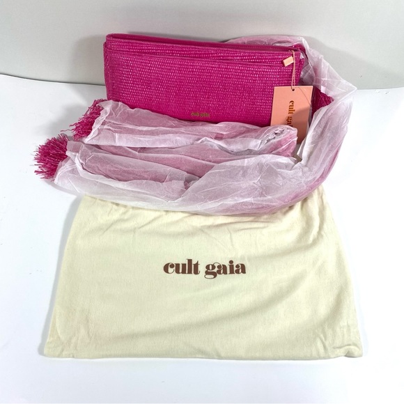 *SOLD* NWT Cult Gaia Banu Mini Fringe Clutch Qajar Rose - Picture 7 of 16